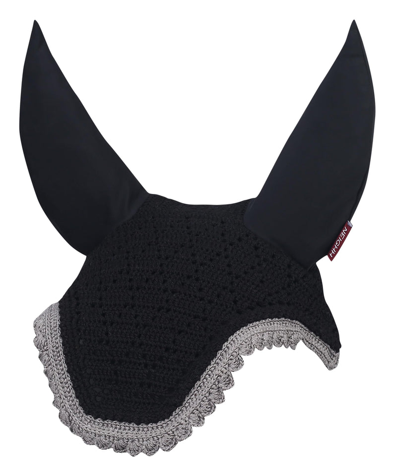 Diamond Ear Bonnet with Sound Resistant and Soft Stretchable Lycra Ears (Large: (Horizontal) A: 34cm, (Vertical) B: 42cm, Black-Grey) Large: (x-axis) A: 34cm, (y-axis) B: 42cm