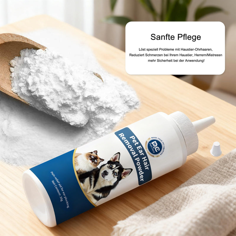 Pet Ear Hair Removal Powder - Fine Powder for Dogs & Cats, Moisture Absorbing & Dust Free, Gentle Ear Care Aid