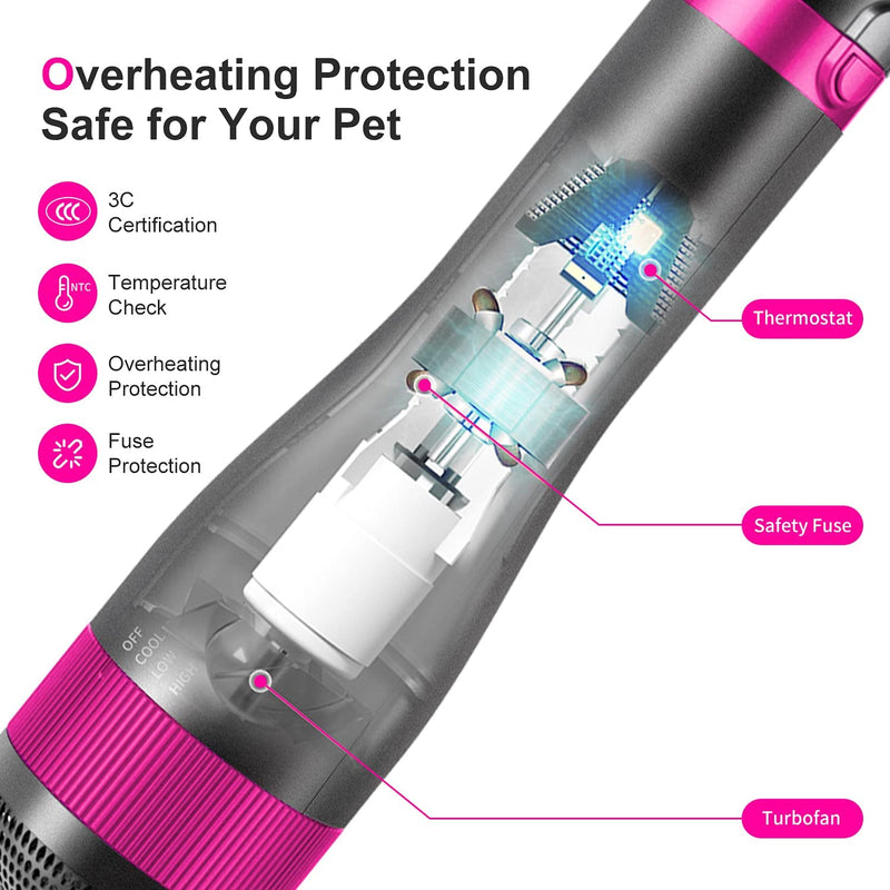 Dog Hair Dryer | 2 in 1 Pet Grooming Hair Dryer Blower with Replaceable Slicker Brush | Adjustable Temperature | Professional Pet Blowing Dryer | for Small and Medium Dogs and Cats - PawsPlanet Australia