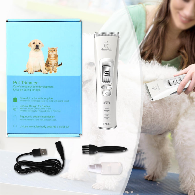 FENICE PEAK Dog Grooming Clippers for Thick Heavy Coats 3 Speeds Low Noise Pet Grooming Kit Cat Eletric Clipper with 10FC Ceramic & Stainless Steel Blade Clipper+10FC Blade - PawsPlanet Australia