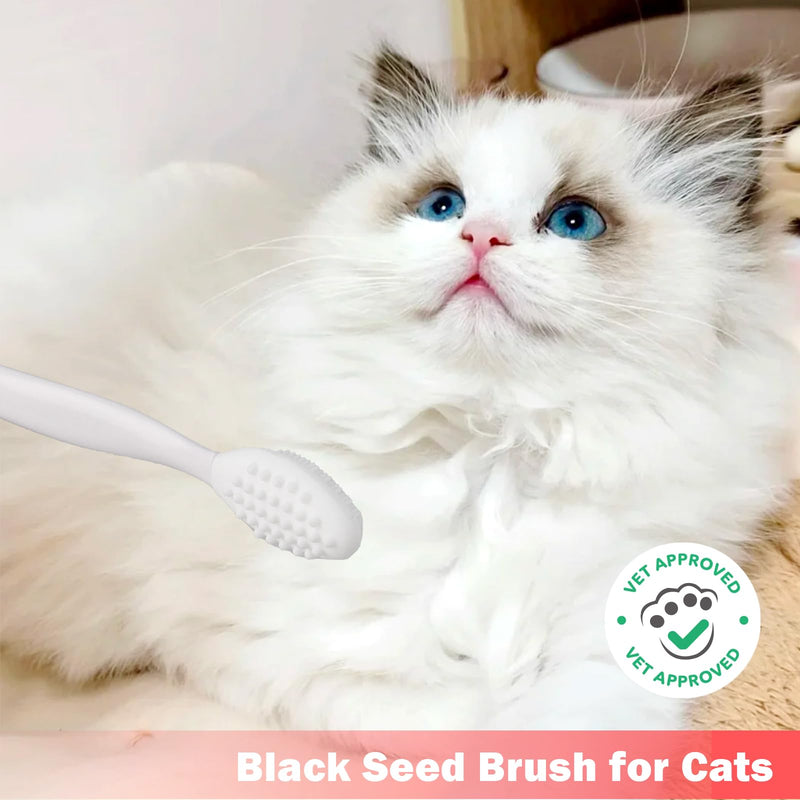 2PCS Pet Black Seed Brush for Cat Chin Acne & Blackhead Removal | Silicone Double-sided Grooming Brush for Acne Treatment | Acne Removing Tool|Cat Grooming Essentials,White White - PawsPlanet Australia