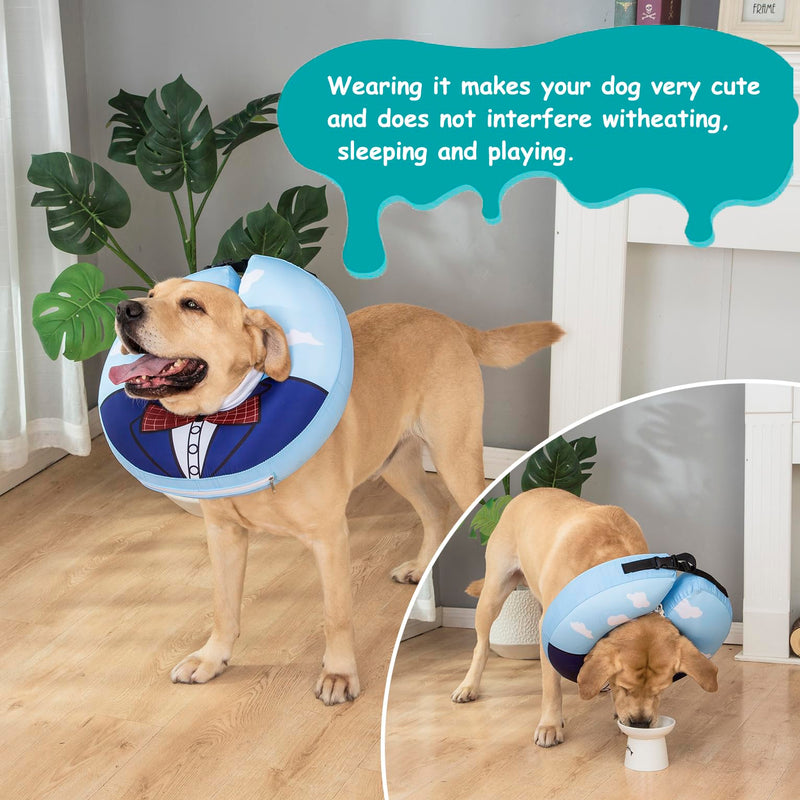 Inflatable Dog Cone Collar,Waterproof Soft Dog Donut Cone for Large Medium Small Dogs Cats, Recovery Pet E-Collar Alternatives After Surgery (Suit Blue, Small) Suit Blue
