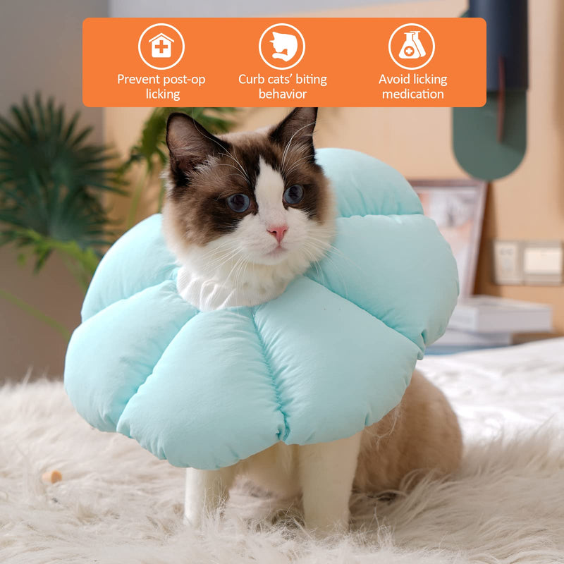 Avont Cat Cone Collar Soft, Adjustable Pet Recovery Collar for Cats Kittens Puppies After Surgery, Elizabethan Neck Cone of Shame Alternative to Stop Licking Biting Protect Wounds -Blue (S) Blue Small