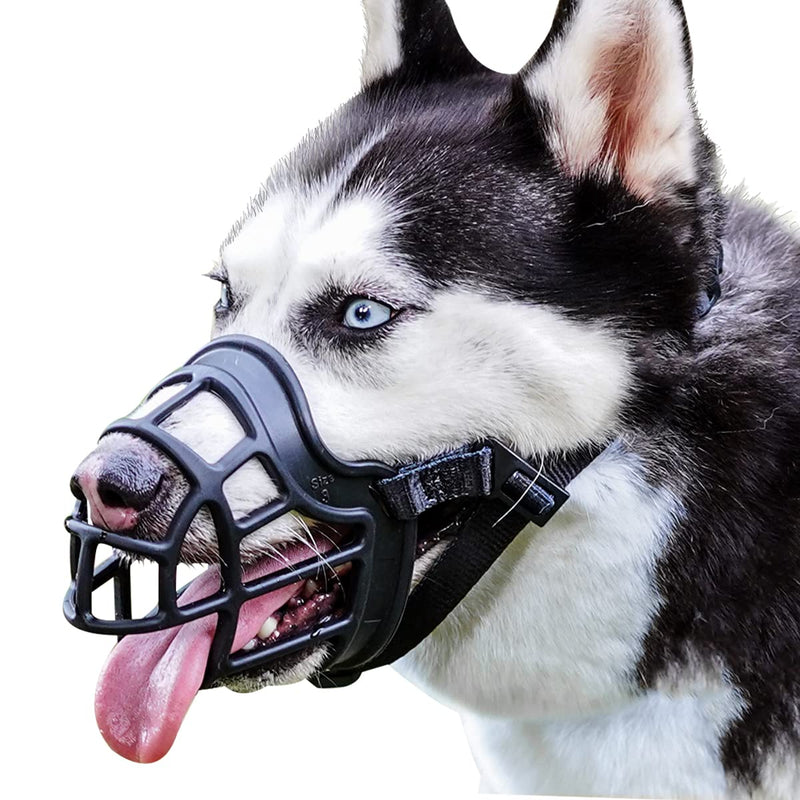 BARKLESS Dog Muzzle, Basket Muzzle Anti Biting Chewing, Sturdy Lightweight Muzzle Allows Panting Drinking, Cage Muzzle for Small Medium Large Dogs, Suitable for Grooming Trimming Training 3 (Snout 9½-10½") Black