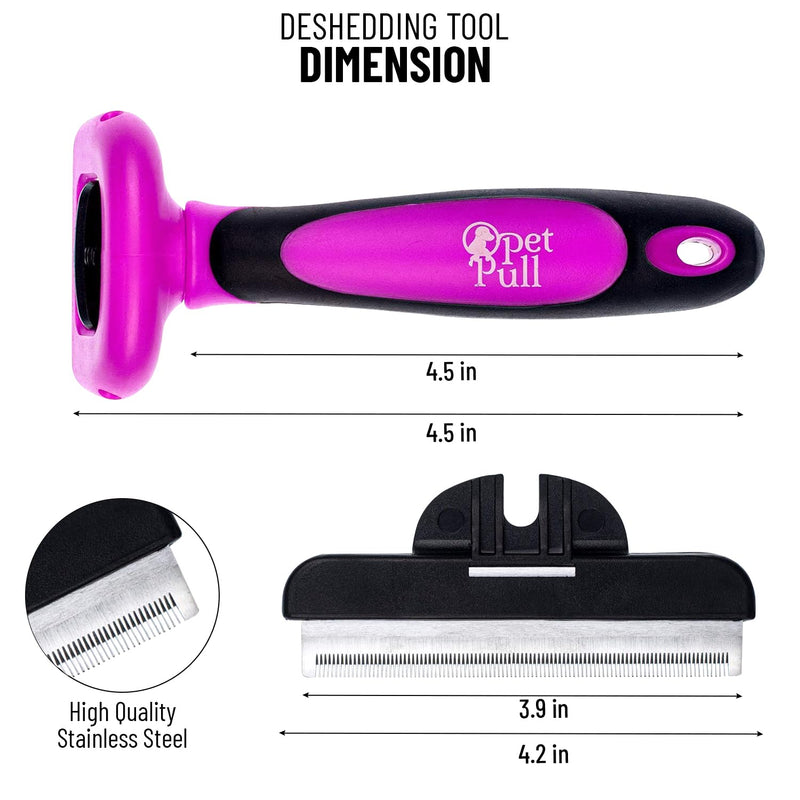Deshedding and Grooming Tool - Stainless Steel Knot Detangler Comb for Dogs & Cats, Reduces Shedding by 95% (Pink) Pink - PawsPlanet Australia