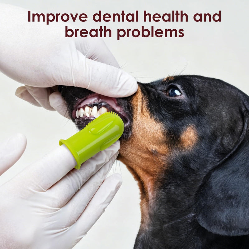 2-Pack Dog Toothbrush for Different Finger Sizes, 180° Bristle Coverage, Soft Dog Tooth Brushing Kit for Medium & Large Dogs, Dental Care Pet Teeth Plaque and Tartar Cleaning, Food-Grade Silicone Green