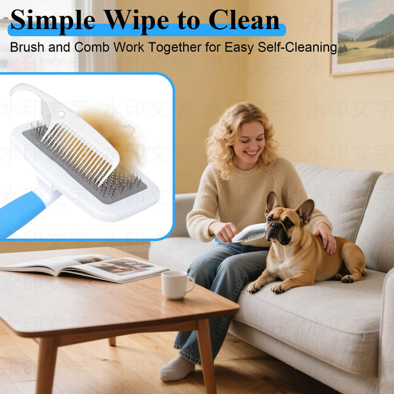 French Bulldog Brush,Skin Friendly Effectively Tackle Shedding,Essential French Bulldog Accessory for Your Pets,Blue - PawsPlanet Australia