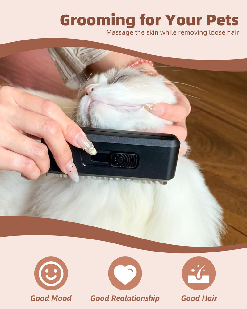 Pet Double-Sided Deshedding Comb with Realease Button, Dog 1-Button Hair Removal Brush with Stainless Steel Teeth, Multi-Function Cat Grooming Brush - PawsPlanet Australia
