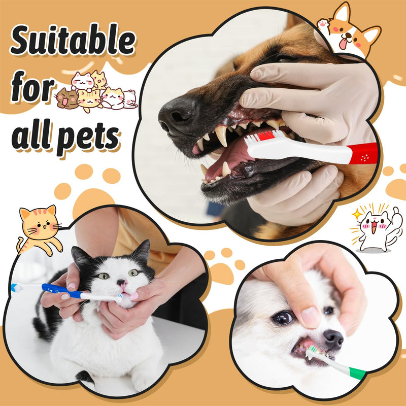Newday Pet Toothbrush for Dogs, Cats, Double Headed Dog Toothbrush with Soft Bristles, Easy Teeth Cleaning, Non Slip Dog Toothbrushes in Bulk (Pack of 3) - PawsPlanet Australia