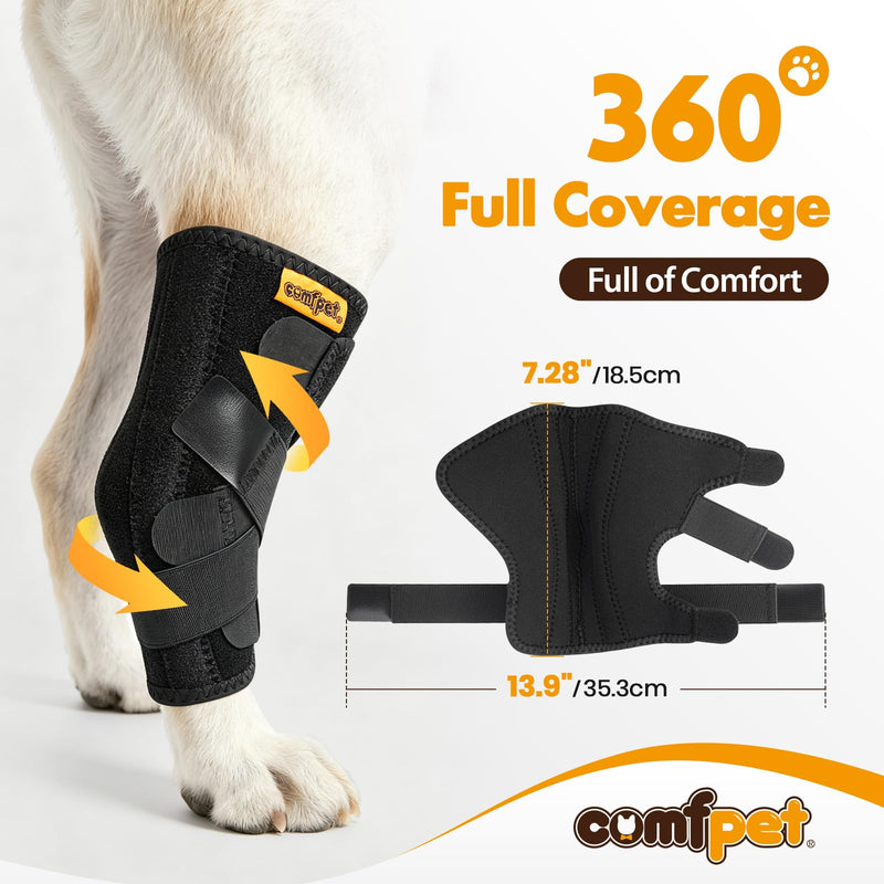 Dog Leg Brace for Rear Hock for Medium Dogs (15-40 lbs), Adjustable Dog Hind Leg Protector & Support Wrap with Metal Strips for Springer Spaniels, Bull Terrier, Labrador, Arthritis, ACL - M