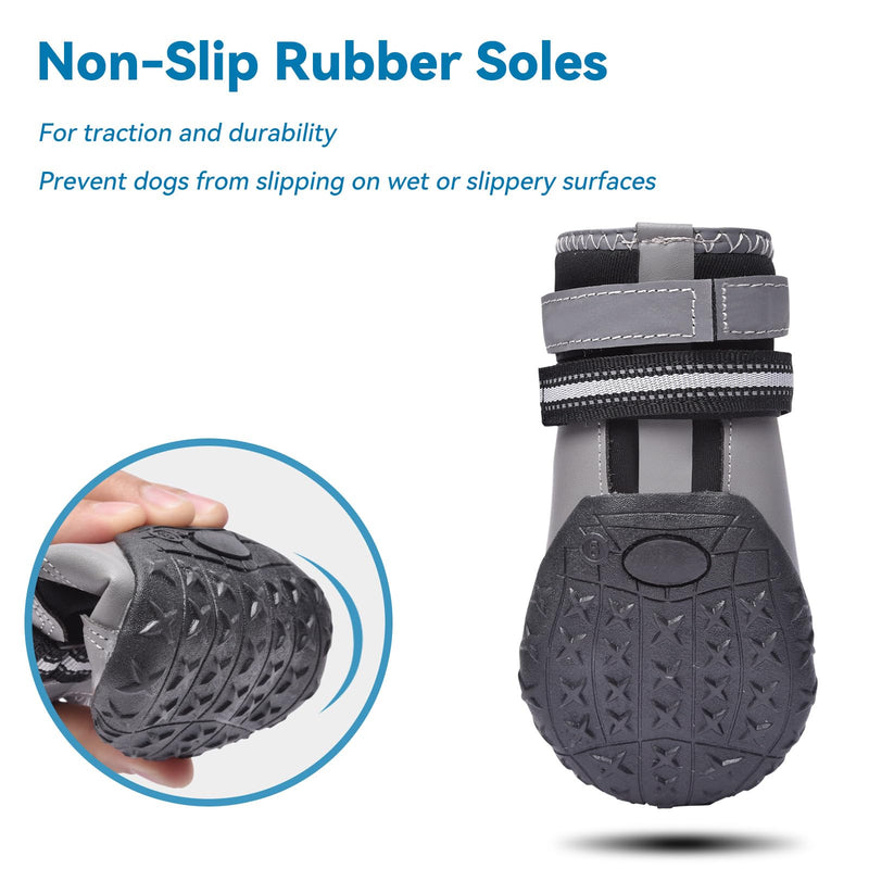 Hipaw Dog Booties for Winter,Snow Boots for Small Medium Large Dogs,Waterproof Dog Rain Shoes,Non-Slip Paw Protector for Outdoor Walking,Hiking,Indoor Hardwood Floors #2 (Insole Width 1.8") for 26~33lb Black (Waterproof)