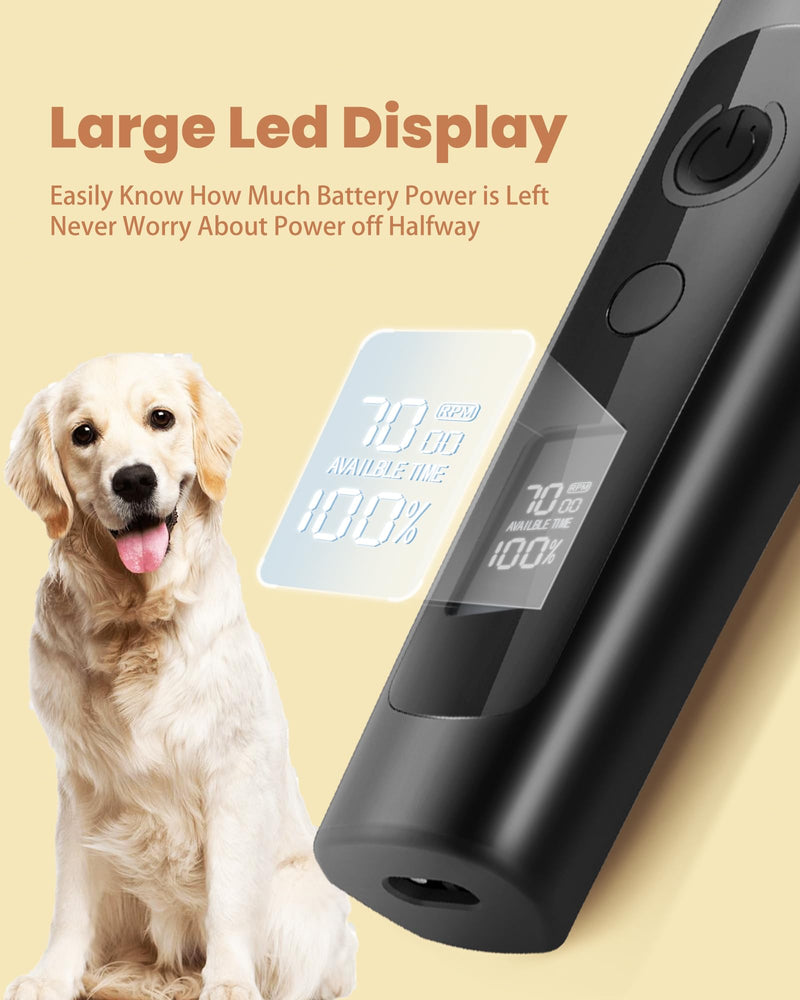 Dog Clippers for Grooming Thick Hair with Undercoat Rake, Low Noise Cordless Dog Grooming Kit with 2 Replacement Blade, Rechargeable Cat Shaver Timmer for Pets Glossy black - PawsPlanet Australia