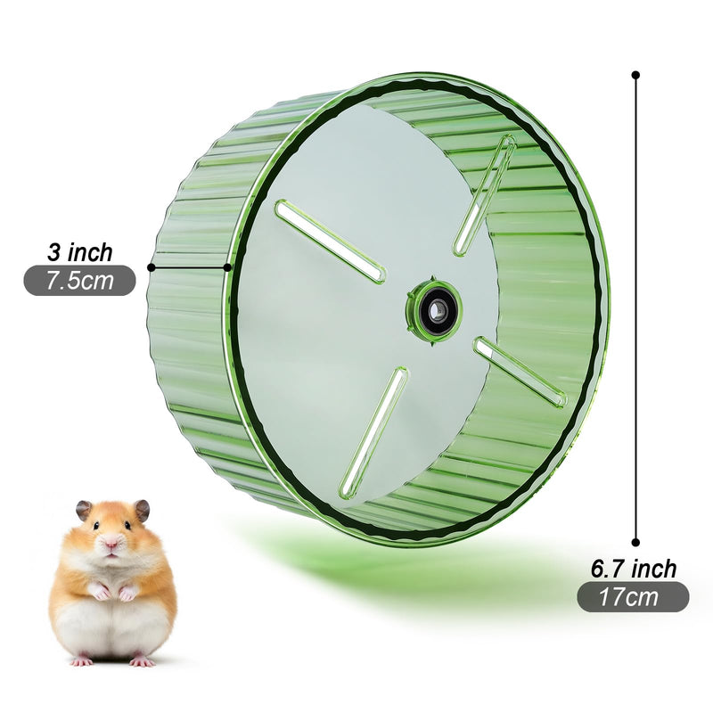 Hamster Wheel,Silent Hamster Wheel,Quiet Hamster Wheel,Hamster Exercise Wheel,Adjustable Stand Silent Hamster Wheel for Hamsters,Gerbils,Mice,Small Animals (Ф 6.7 inch, Green) Ф 6.7 inch