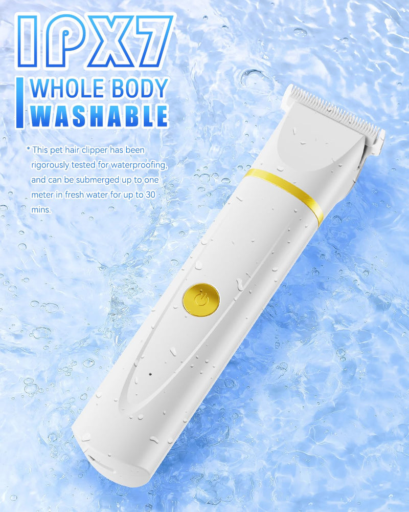 Dog Grooming Kit with Paw Trimmer, All-in-One Low Noise Electric Rechargeable Small Quiet Pet Clippers Foot Dog Hair Shaver with Stainless Steel Scissors and Comb for Dogs at Home White - PawsPlanet Australia