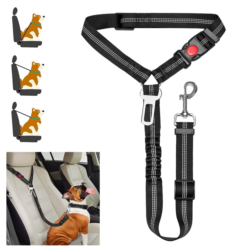 Removable Dog Seat Belt Harness for Car, 3 in 1 Pet Car Seatbelt Leash, Retractable Restraint Secures to Vehicle Headrest & Adjustable Reflective Dog Seatbelt Tether (Deep Blue, 1pcs) Deep Blue - PawsPlanet Australia