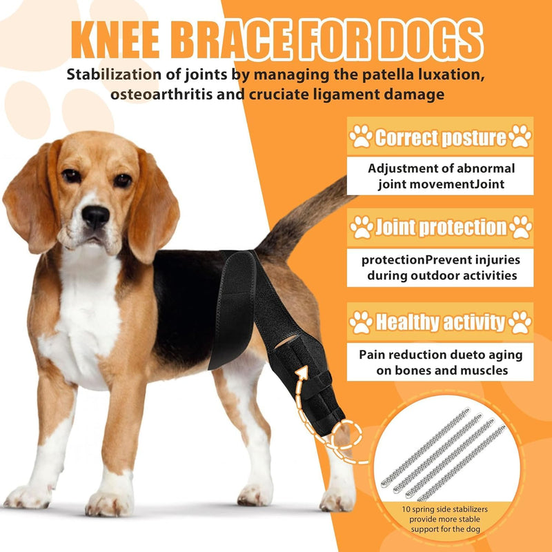MASBRILL Dog Knee Brace, Adjustable Dog Brace Protector Pads for Back Leg, Dog ACL Hind Leg Brace Cruciate Ligament Care Knee Brace for Dogs Rear Leg, Joint Pain and Muscle Sore - PawsPlanet Australia