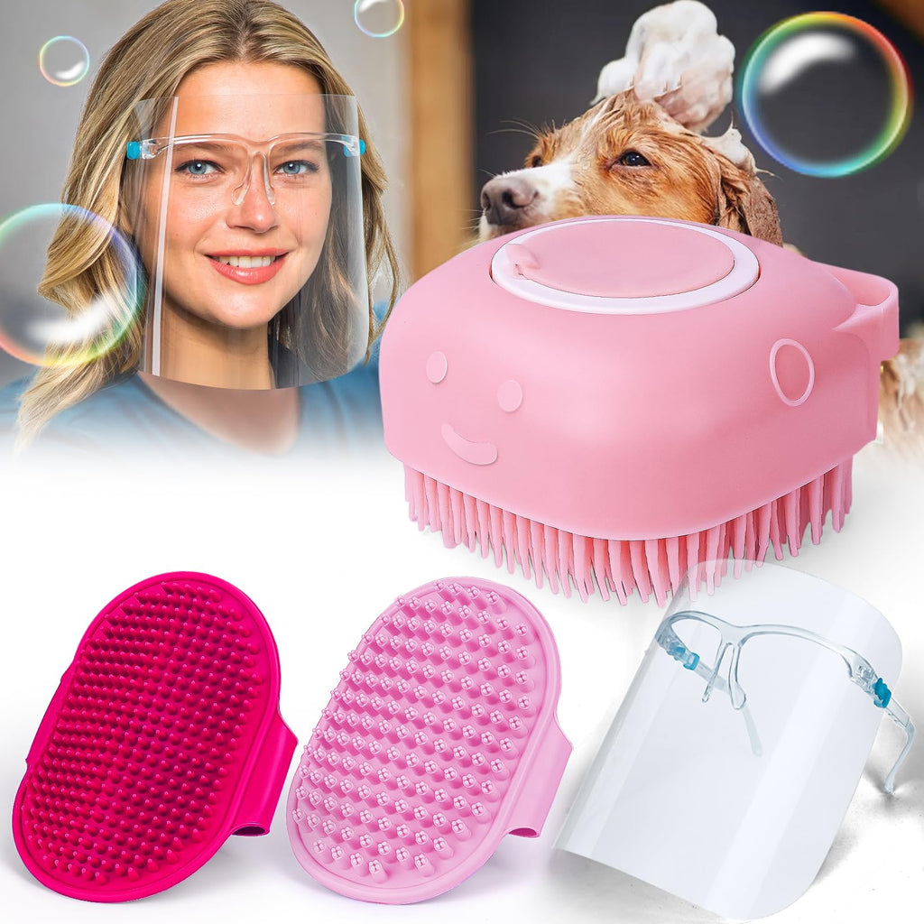 6-Pack Dog Grooming Brush Kit, Pet Shampoo Brush, Dog Bath Grooming Shedding Brush Soothing Massage Comb, Pet Grooming Shower Brush for Short Long Haired Dogs and Cats Pink - PawsPlanet Australia