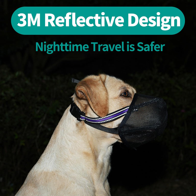 Dog Muzzle - Soft Mesh Muzzle for Small Medium Large Dogs Labrador German Shepherd - Adjustable Puppy Muzzles for Scavenging Biting Licking and Chewing - Allows Panting and Drinking (M) Black - PawsPlanet Australia