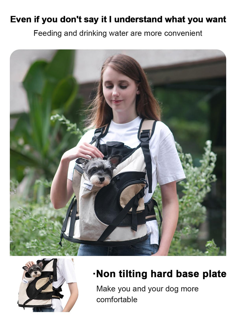 Dog Carriers for Small Dogs,Dog Backpack with 2 Pocket for Travel,Comfortable Dog Front Carrier Suitable for Dogs 8-18 pounds Machine Washable (Beige) Medium - PawsPlanet Australia