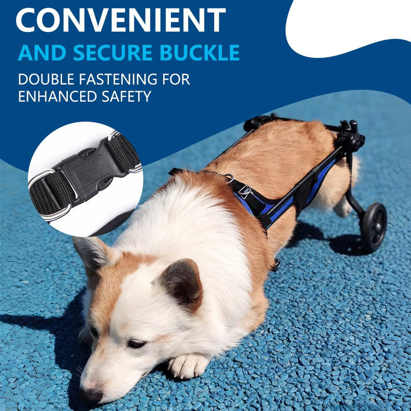NUODWELL Dog Wheelchair for Back Legs, Adjustable 2-Wheel Aluminium Pet Wheelchair with Leg Brace and Hip Support, Rear Support Wheelchair, Dog Strollers for Elderly & Handicapped Dogs (Blue, M) Blue