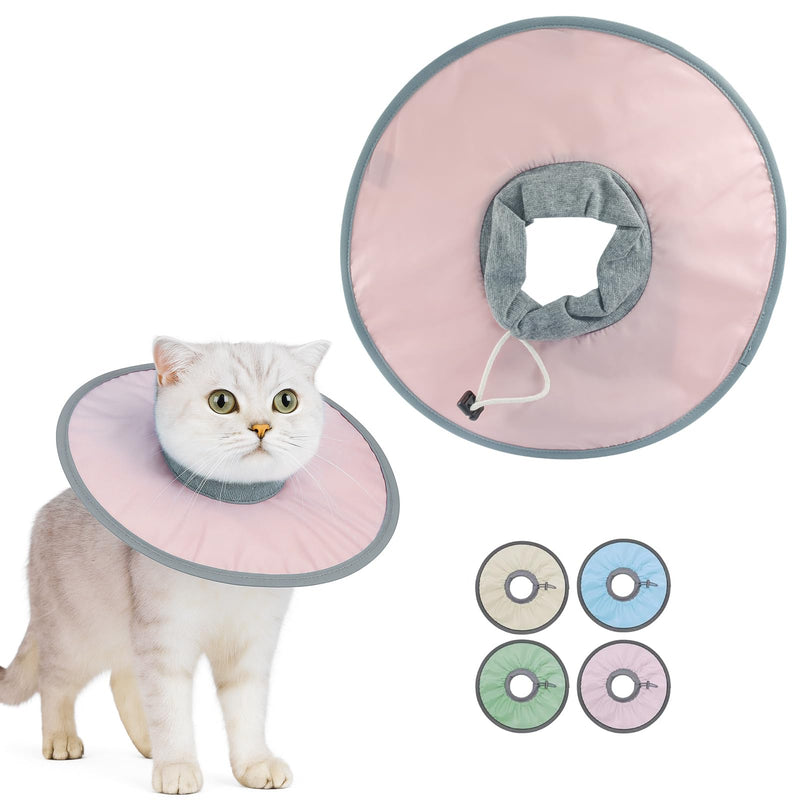 12 Inch Adjustable Elizabethan Collar for Cats - Soft & Comfortable Cat Cone Collar to Stop Licking & Scratching, Waterproof & Breathable Pet Cone(Blush Pink)