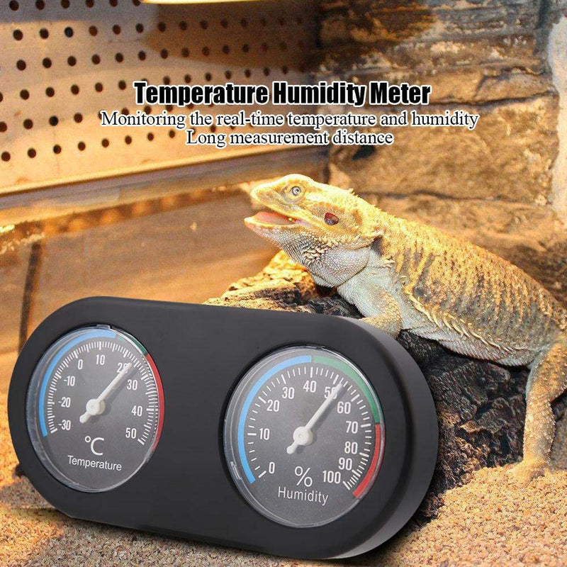 Reptile Thermometer Hygrometer, Mini Round Shape Dual Dial Thermometer and Humidity Gauge for Reptile Tank Lizard Tortoise Spider Pet Rearing Box