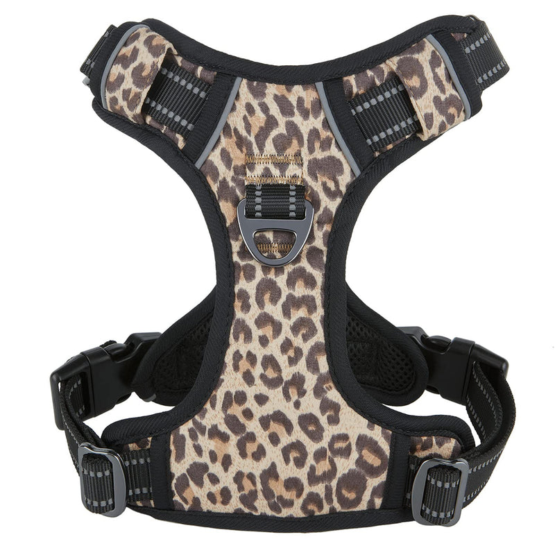 Dog Harness, Fancy Leopard Pet Harness,No Pull Dog Harness, Adjustable and Durable with Soft Padded Reflective Vest Harness for Small Dogs.(Small, Leopard) - PawsPlanet Australia