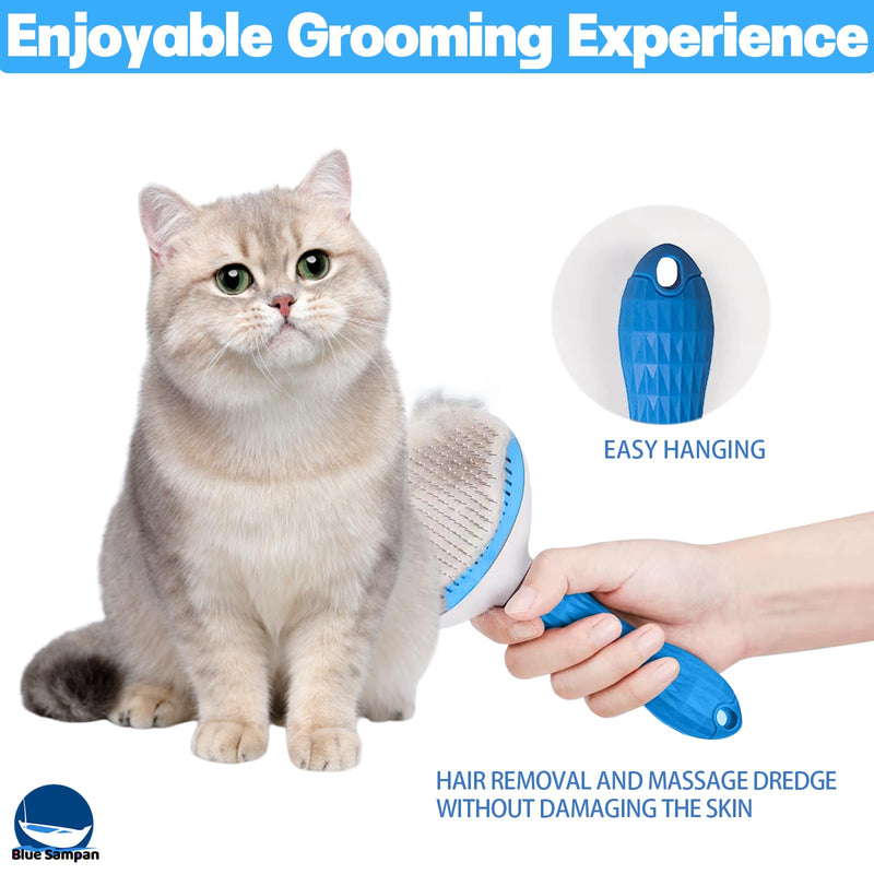 Cat Brush for Shedding, Self Cleaning Slicker Brush, Soft Silicone Self Cleaning Brush for Short and Long Haired Cats for Grooming and Massaging gray - PawsPlanet Australia