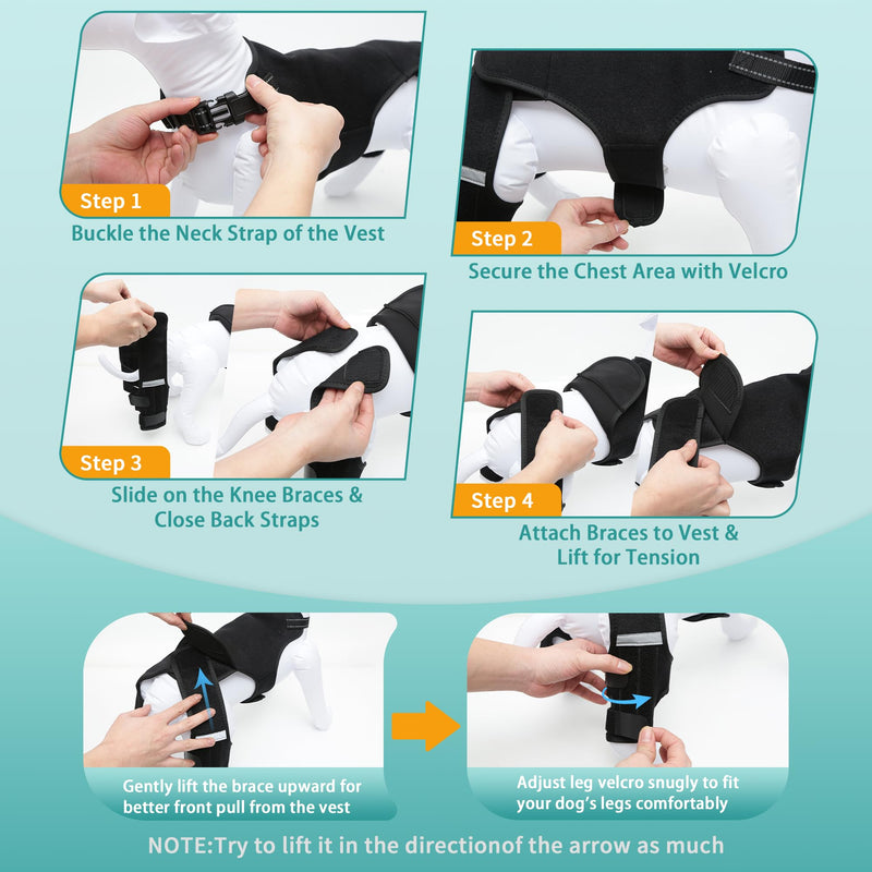 Dog Knee Braces for Torn ACL Hind Leg, Adjustable Dog Leg Braces for Back Leg with 4 Stabilizers for Luxating Patella Relieves Ligament Injury and Joint Pains