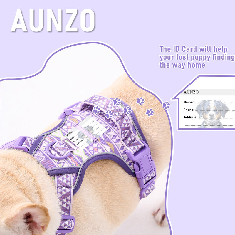 Adjustable Extra Large Dog Vest Harness No-Pull Easy Walking, Cute Pet Harness with Tribal Pattern Breathable Oxford Material 2 Leash Clips and 3 Buckles, German Shepherd, Rottweiler, XL Size Purple Ethnic - PawsPlanet Australia