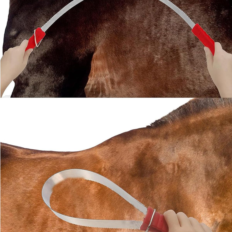 Horse Groming Shedding Stainless Steel Double Sided Hair Brush Scraper with Rubber Handle, for Dogs and Horses