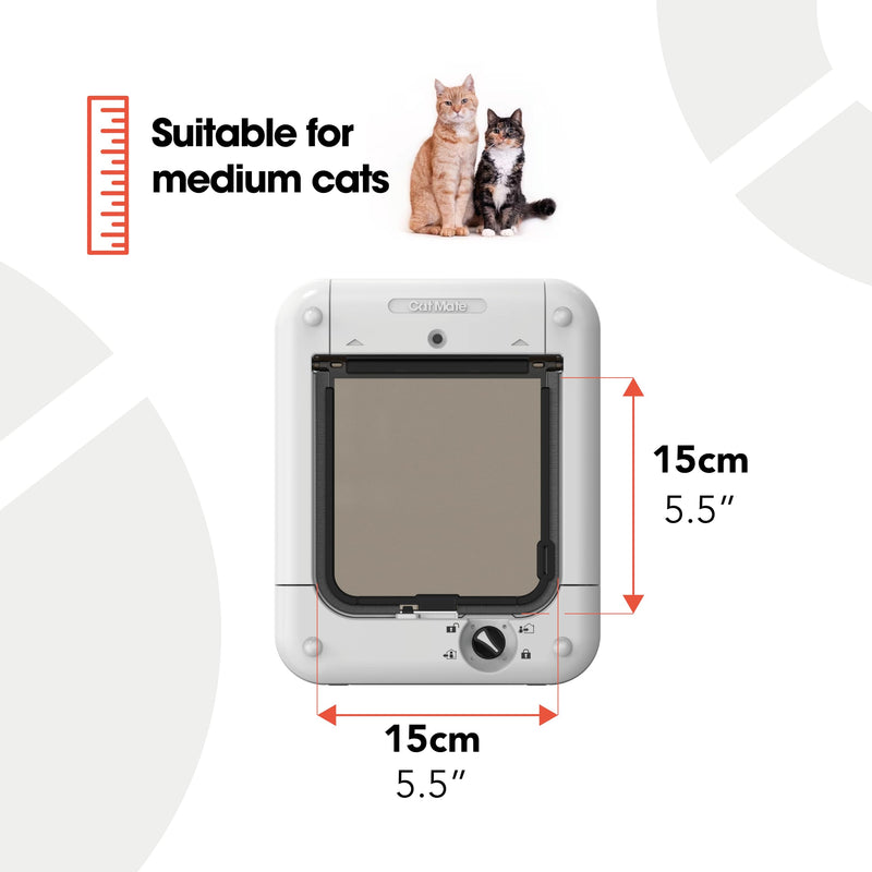 Cat Mate Microchip Activated Cat Flap (360) - ISO and AVID Compatible, Door for Entry Control of up to 30 Cats or Small Dogs, for Single/Multiple Glazing, UPVC, Walls and Wood, White - PawsPlanet Australia