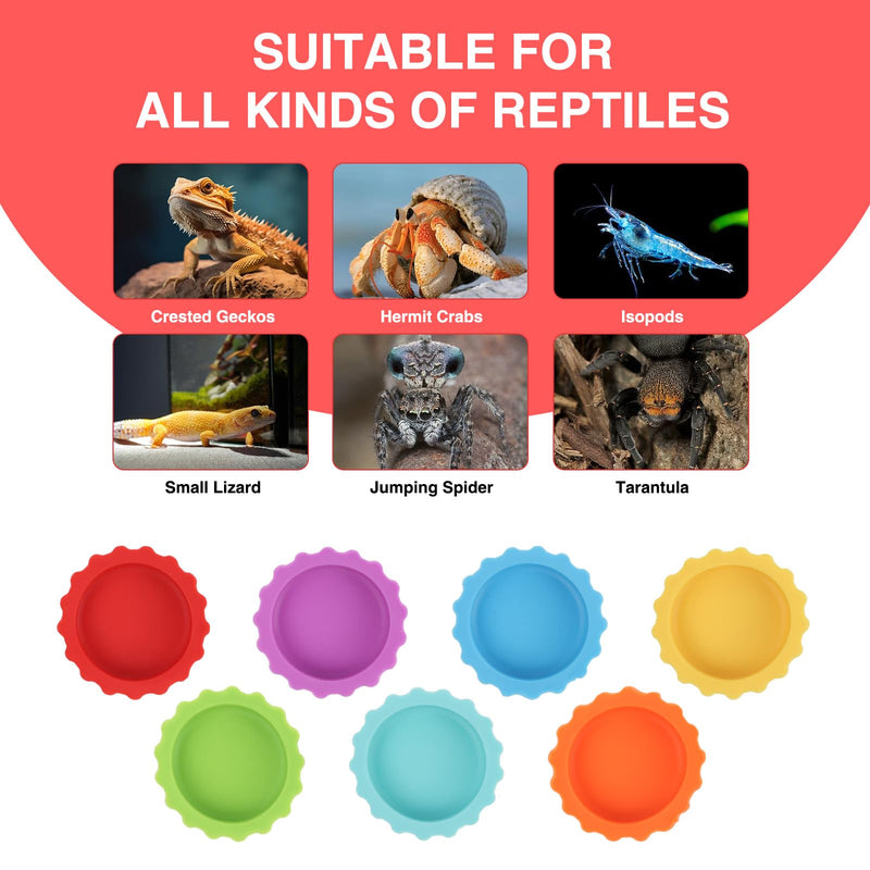 LOGJAM 21 Pack Crested Gecko Food and Water Dish, Silicone Reptile Food Bowl, Gecko Tank Accessories for Hermit Crab, Tarantula, Isopods and Lizard, 7 Colors - PawsPlanet Australia