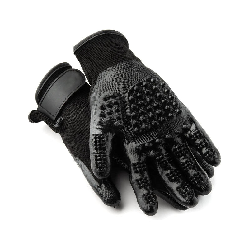 Pet Grooming Glove – Patented Rubber-Massage Shedding Bath & Hair Remover for Dogs, Cats & Livestock – Lightweight, Flexible, Secure Fit (Black) Black - PawsPlanet Australia