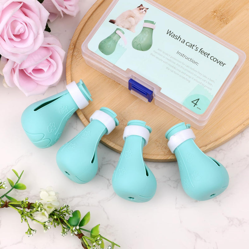 4 Pcs Silicone Cat Feet Claw Covers, Anti-Scratch Cat Nail Shoes Kitten Feet Paw Boots Cat Protector Caps to Prevent Scratching Pet Supplies for Bathing Shaving Grooming - PawsPlanet Australia