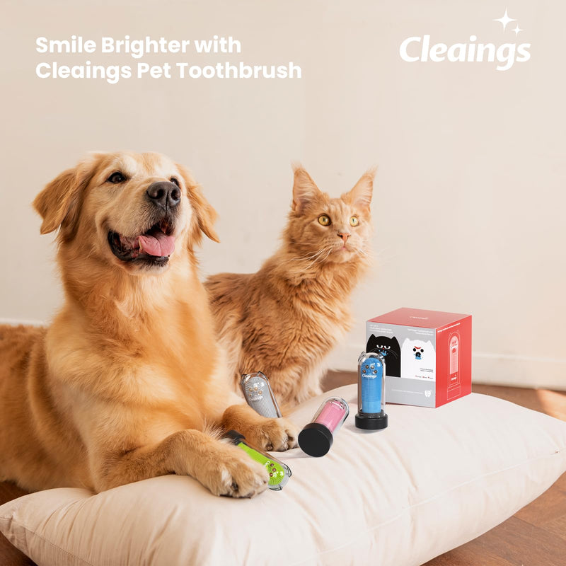 cleaings Dog Toothbrush and Toothpaste Set 4 Pack, Dog Finger Toothbrush with Flavoured Toothpaste, 360° Silicone Pet Toothbrush for Dogs & Cats, Tartar Removal & Fresh Breath, Mixed Flavour Multicolor-mix Flavor