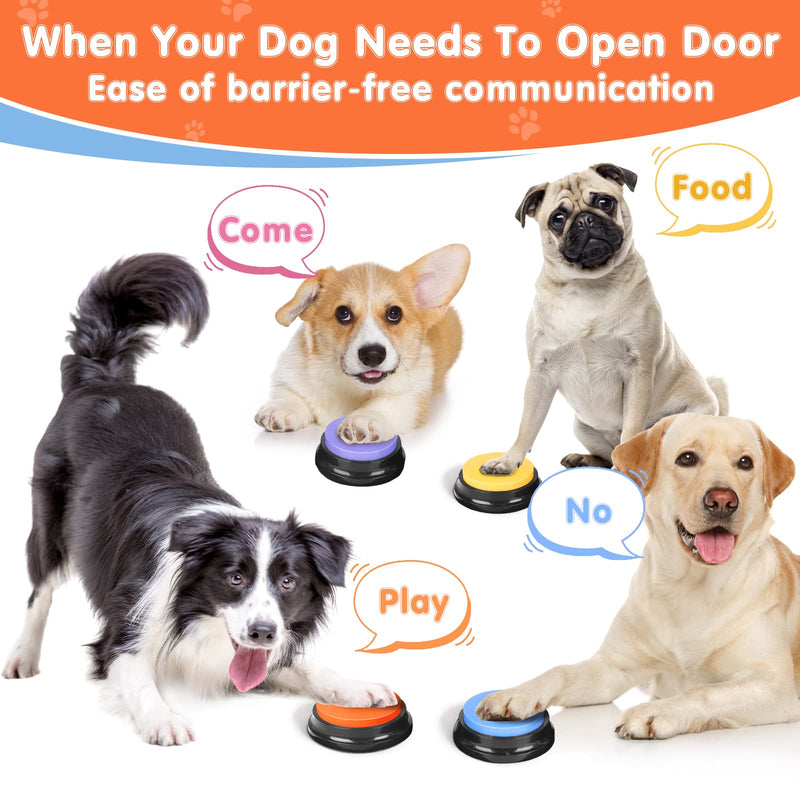 Dog Buttons for Communication,Talking Buttons for Dogs,4 Recordable Sound Buttons + 24 Scene Patterns + 1 Dog Button Mat+ 8 AAA Batteries 4 Pack - PawsPlanet Australia