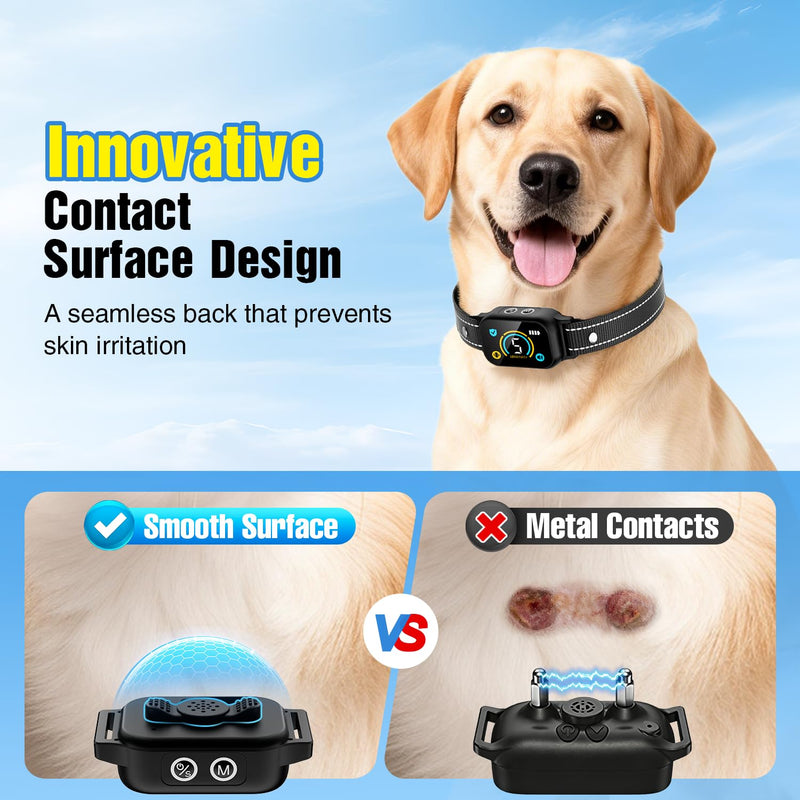 2 Pack Bark Collar, Smart Dog Bark Collar for Large Medium Small Dogs, Rechargeable Ultra-Light Training Collar with Beep Vibration, Anti Barking Device with 5-Level Sensitivity (Black) Black - PawsPlanet Australia
