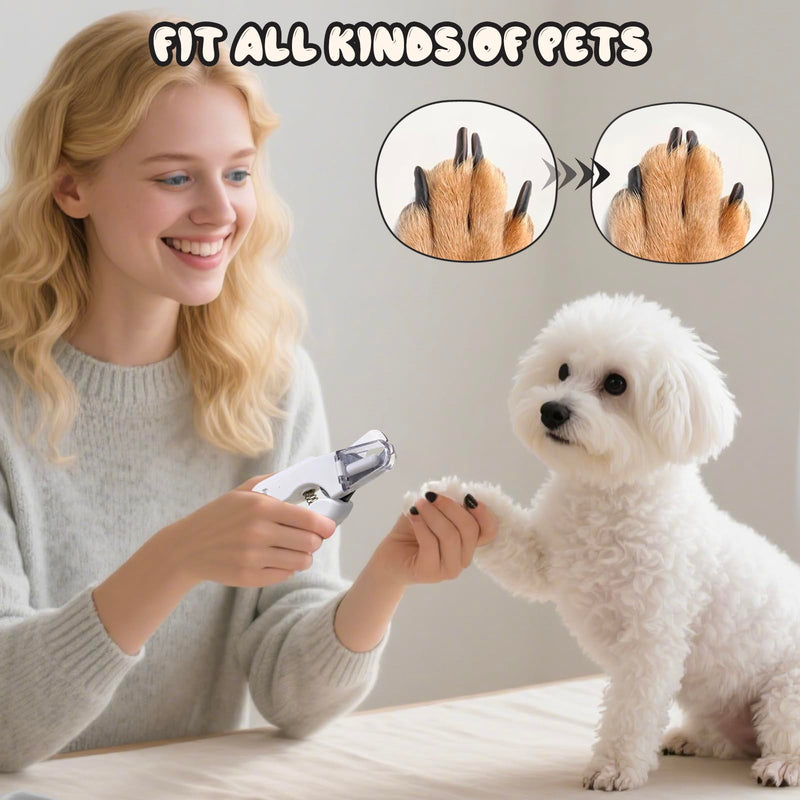 2-in-1 Dog Nail Trimmers & Dog Nail Grinder, Dog Nail Clippers with 2 LED Lights & Safety Guard, USB Rechargeable, Multiple Grinding Methods for Small, Medium, and Large Dogs & Cats (White) White