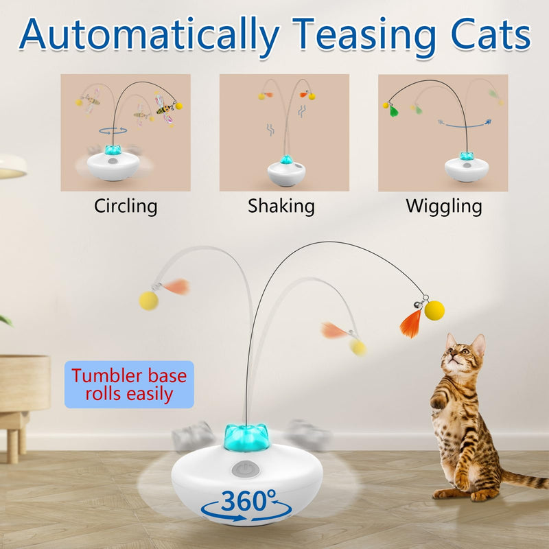 Interactive Cat Toys Cat Exercise Tumbler, Rechargeable Cat Toys for Indoor Cats Spin Butterfly Game Teasing Kitty, Extra Long Feather Wand (P33 cat Toys) P33 cat toys - PawsPlanet Australia