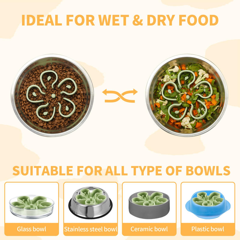 Slow Feeder Dog Bowls Insert, Bestalk Soft Silicone Slow Eating Dog Bowl Insert with Suction Cups for Small, Medium and Large Dogs(Green S) Green - PawsPlanet Australia