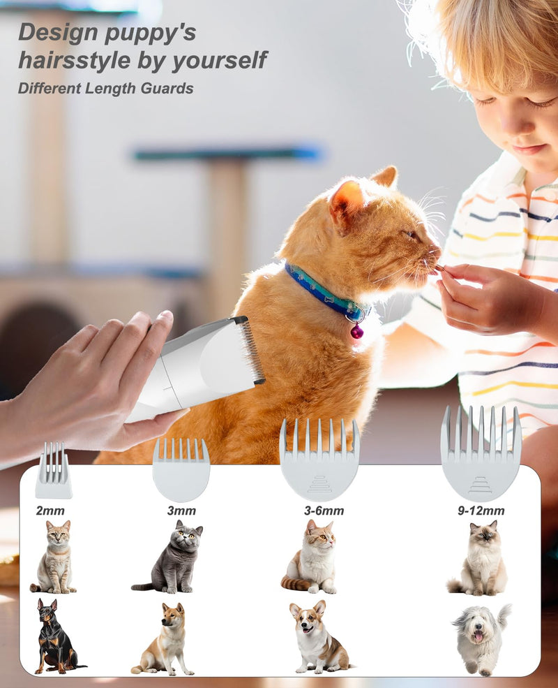 Small Dog Electric Clippers for Grooming Cordless Low Noise for Trimming Pet's Hair 4 in 1 Quiet Cordless Small Dog Paw Trimmer Nail Grinder Shaver for Small Pets - PawsPlanet Australia