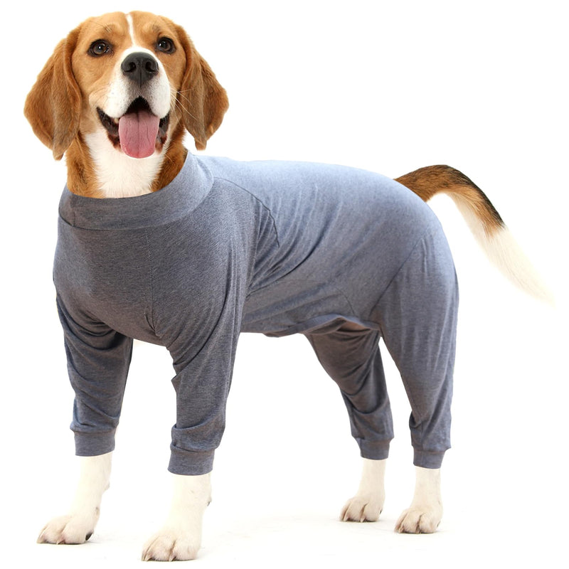Dog Recovery Suit Abdominal Wound After Surgery Wear Prevent Licking Wounds E-Collar & Cone Alternatives Postoperative Shirt Dog Pajamas Long Sleeve Prevent Shedding (Large, Grey) Large (Pack of 1)