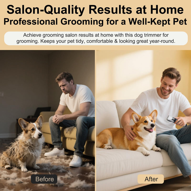 Dog Grooming Clippers Kit, Upgraded Cordless Professional Pet Clippers, Low Noise Dog Trimmer with Ceramic Blades, 7200 RPM Pet Shaver for Dogs Cats with 4 Guide Combs and Nail Kit