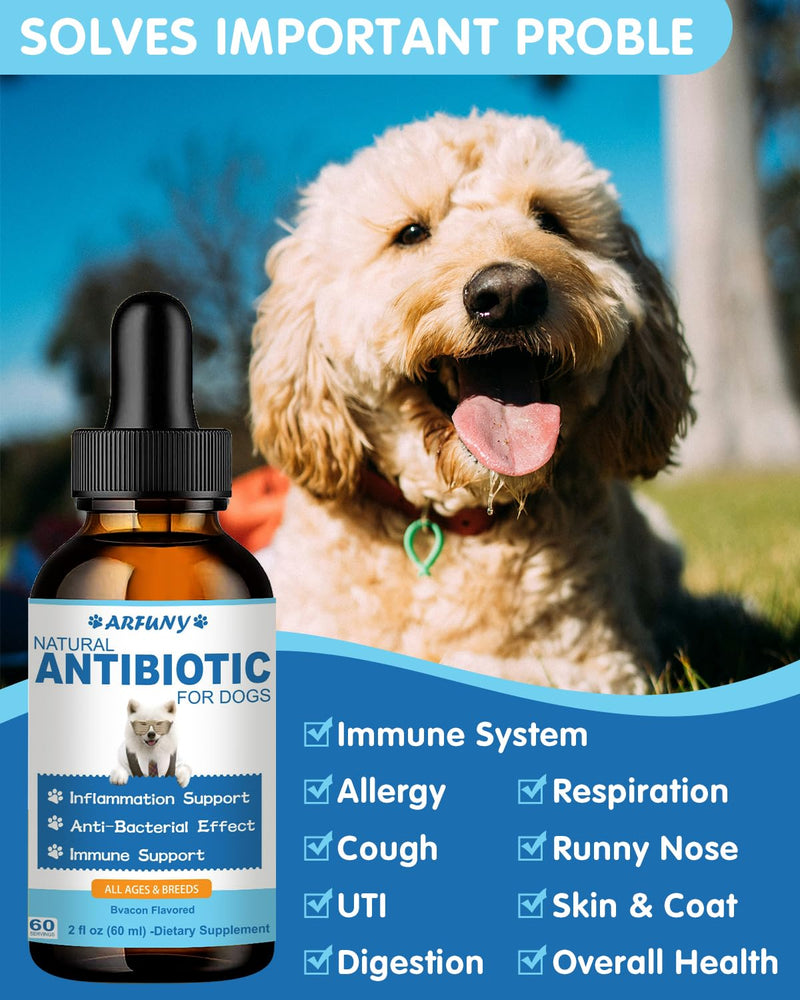 Natural Antibiotics for Dogs | 60ML Dog Antibiotic Support Dog Itchy Skin Relief | Dog Allergy Relief | Dog Immune Support | Dog Antibiotics for Skin Infection, UTI, Yeast Infection | 2 fl oz, Bacon - PawsPlanet Australia
