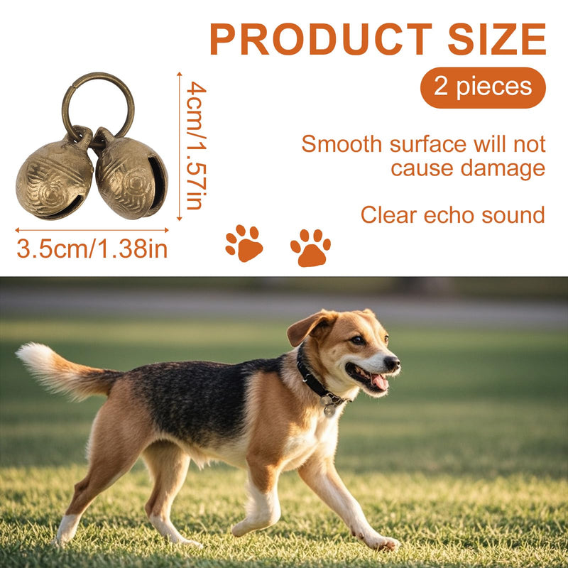 2pcs Extra Loud Copper Dog Bells, Collar Brass Pet Bells Vintage Copper Collar Charms Pendant Pets Pendant Accessories for Little Dogs & Cats - PawsPlanet Australia