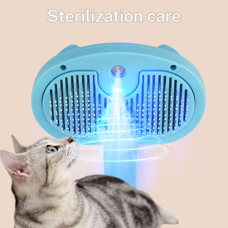 5-in-1 Pet Steam Brush for Cats & Dogs – Grooming, Shedding, Massage & One-Touch Clean for Short & Long Hair Pets – Electric Cat Brush with Comb & Steam (Blue) bule - PawsPlanet Australia