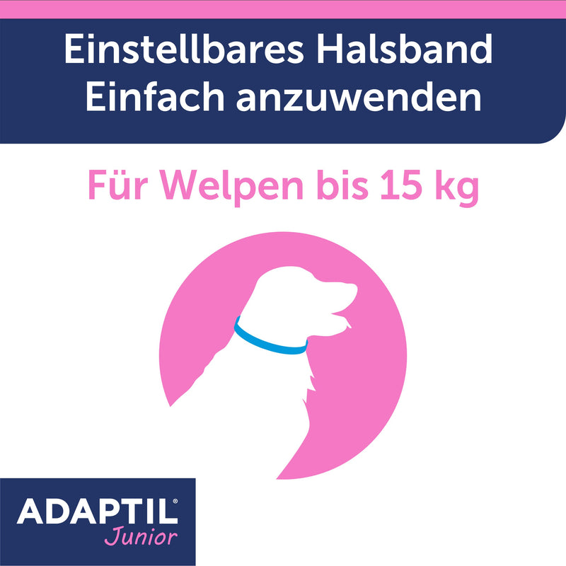 ADAPTIL Junior Puppy Collar - Blue, Size S, For Puppies Up To 37.5kg/15kg, Supports Acclimatization & Training, Uses Dog Appeasing Pheromones, Recommended For All Breeds pheromone collar