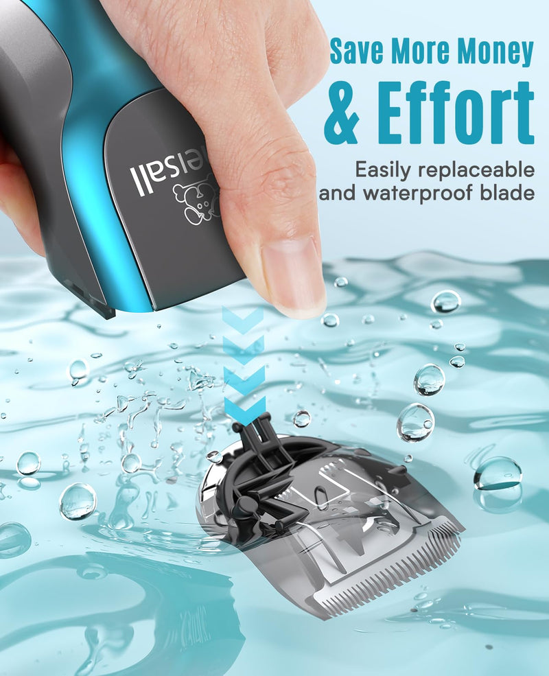 oneisall Dog Clippers for Grooming for Thick Coats with Detachable Stainless Steel Blade Cordless Rechargeable Dog Grooming Kit for Full Body DTJ001 - PawsPlanet Australia