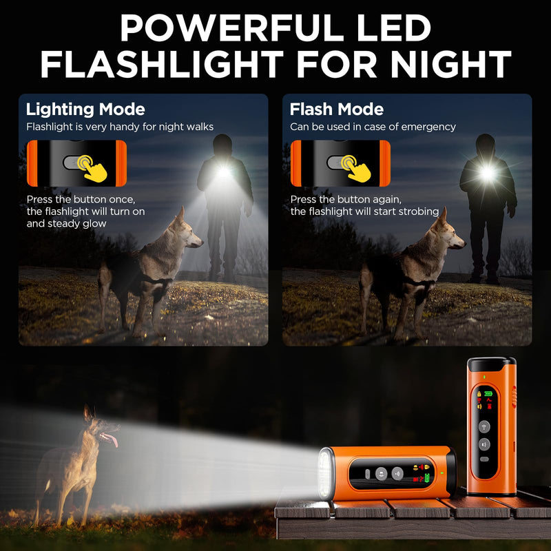 2024 Dog Bark Deterrent Device, Anti-Bark Device for Dog Training & Behavior Aid, No Need to Yell or Pat, Simply Point at The Dog Within 35ft, Ultra-Bright LED Flashlight | Bark Collar Alternative Orange - PawsPlanet Australia